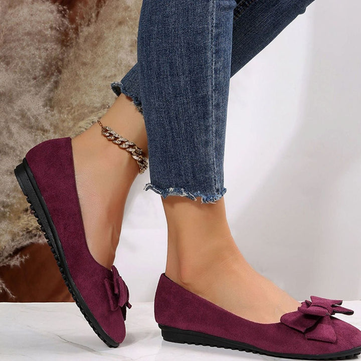 Women's Suede Bow-Detail Slip-On Ballet Flats