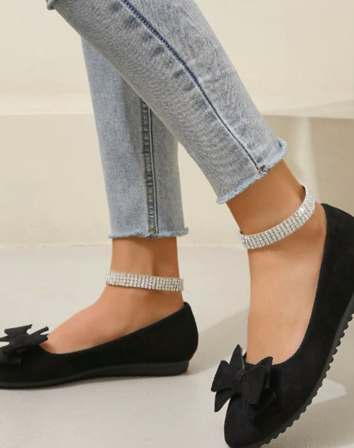 Women's Suede Bow-Detail Slip-On Ballet Flats