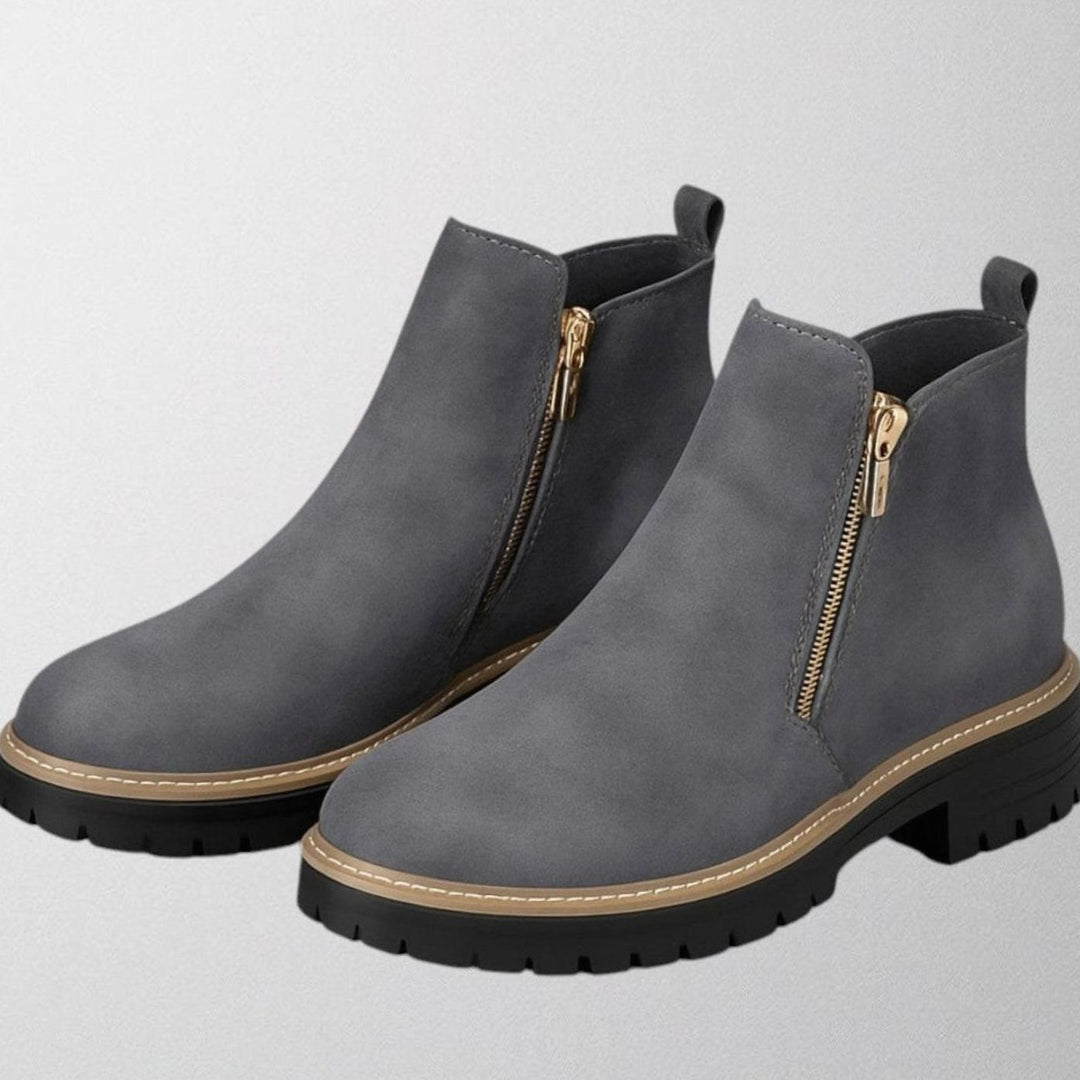 Women's Suede Side-Zip Chunky Lug-Sole Ankle Boots