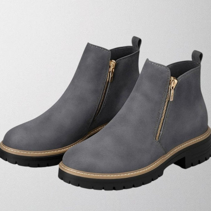 Women's Suede Side-Zip Chunky Lug-Sole Ankle Boots