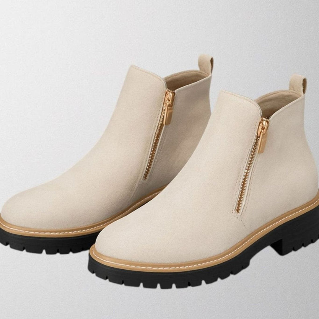 Women's Suede Side-Zip Chunky Lug-Sole Ankle Boots