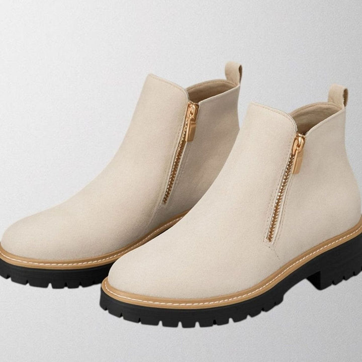Women's Suede Side-Zip Chunky Lug-Sole Ankle Boots