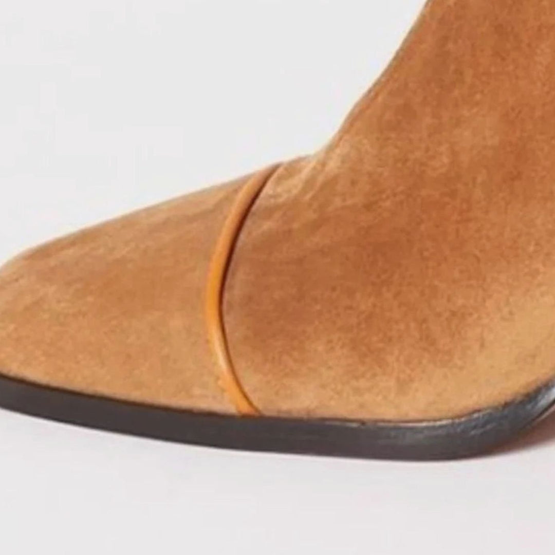 Women's Suede Square-Toe Block-Heel Ankle Boots