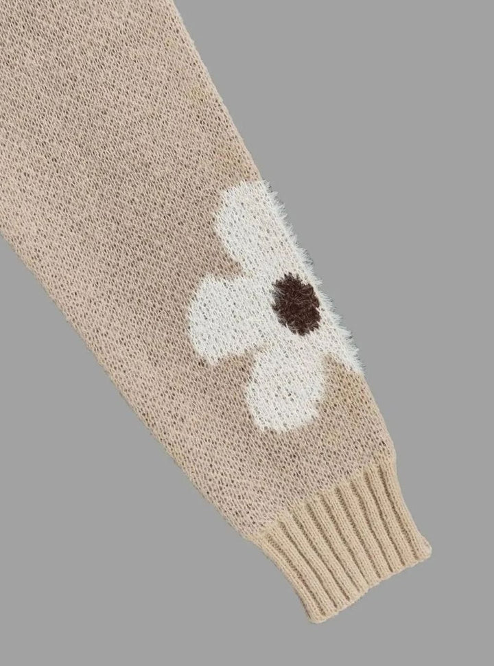 Women's Supersoft Floral Daisy Crew Neck Knitted Jumper