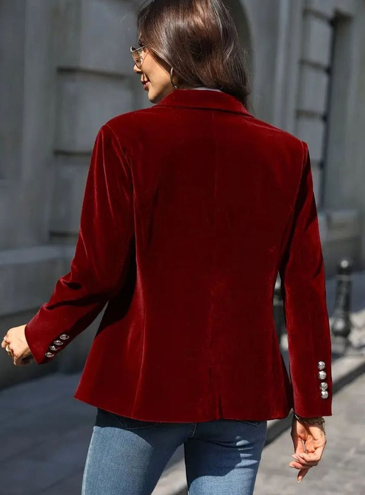 Women's Tailored Velvet Single-Button Blazer Jacket