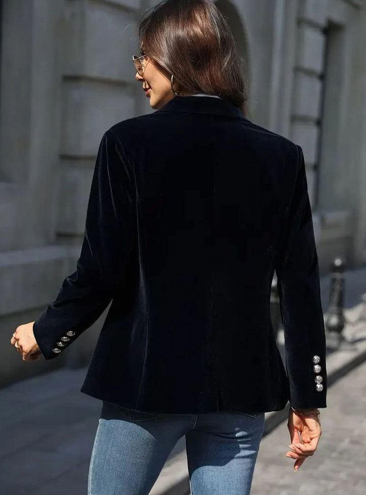 Women's Tailored Velvet Single-Button Blazer Jacket