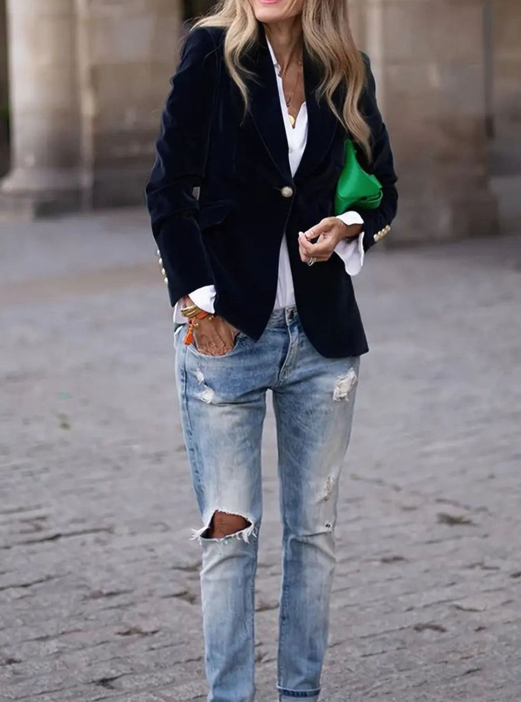 Women's Tailored Velvet Single-Button Blazer Jacket