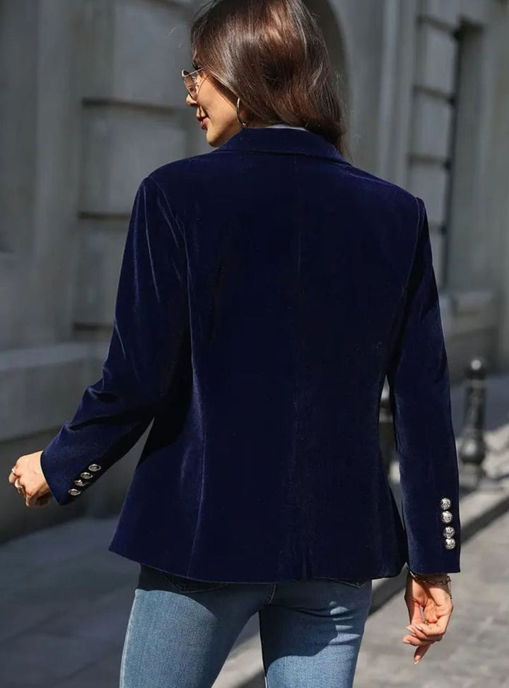 Women's Tailored Velvet Single-Button Blazer Jacket