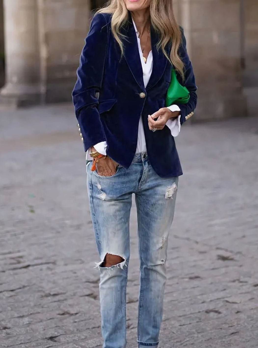 Women's Tailored Velvet Single-Button Blazer Jacket