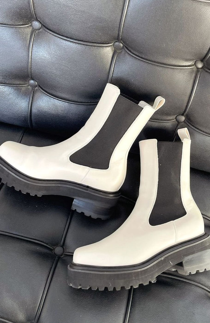Women's Two-Tone Chunky Sole Chelsea Ankle Boots