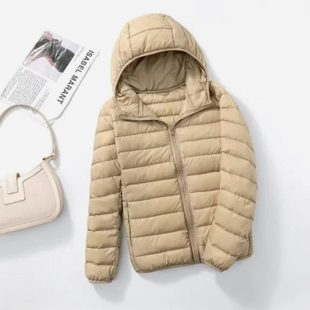 Women's Ultralight Packable Hooded Puffer Jacket - Champagne