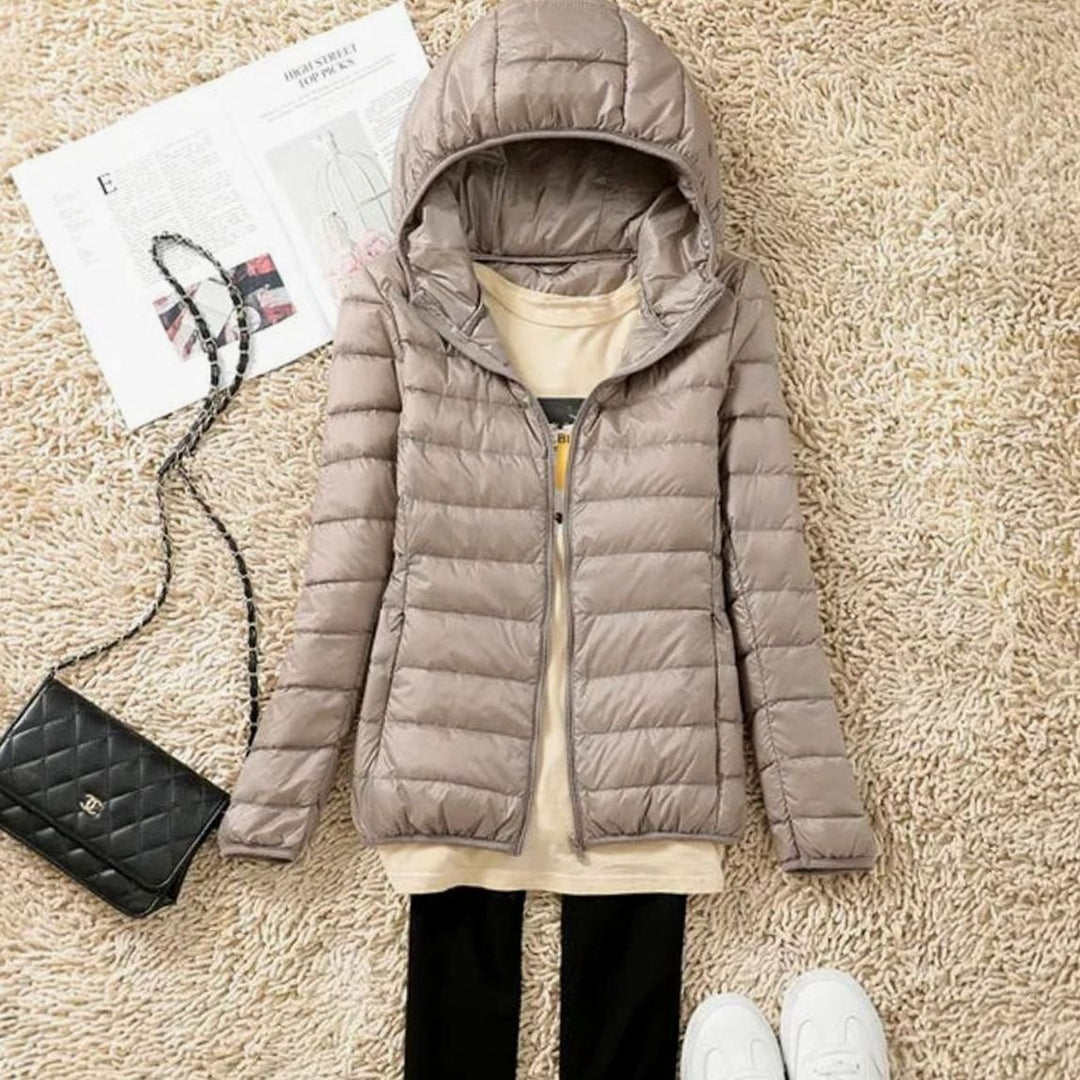 Women's Ultralight Packable Hooded Puffer Jacket - Khaki