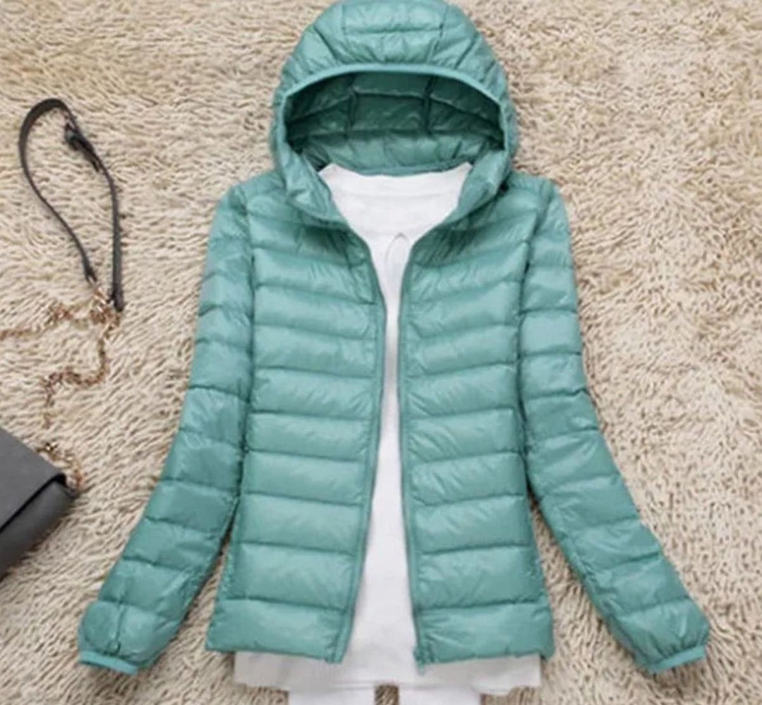Women's Ultralight Packable Hooded Puffer Jacket - Pea Green