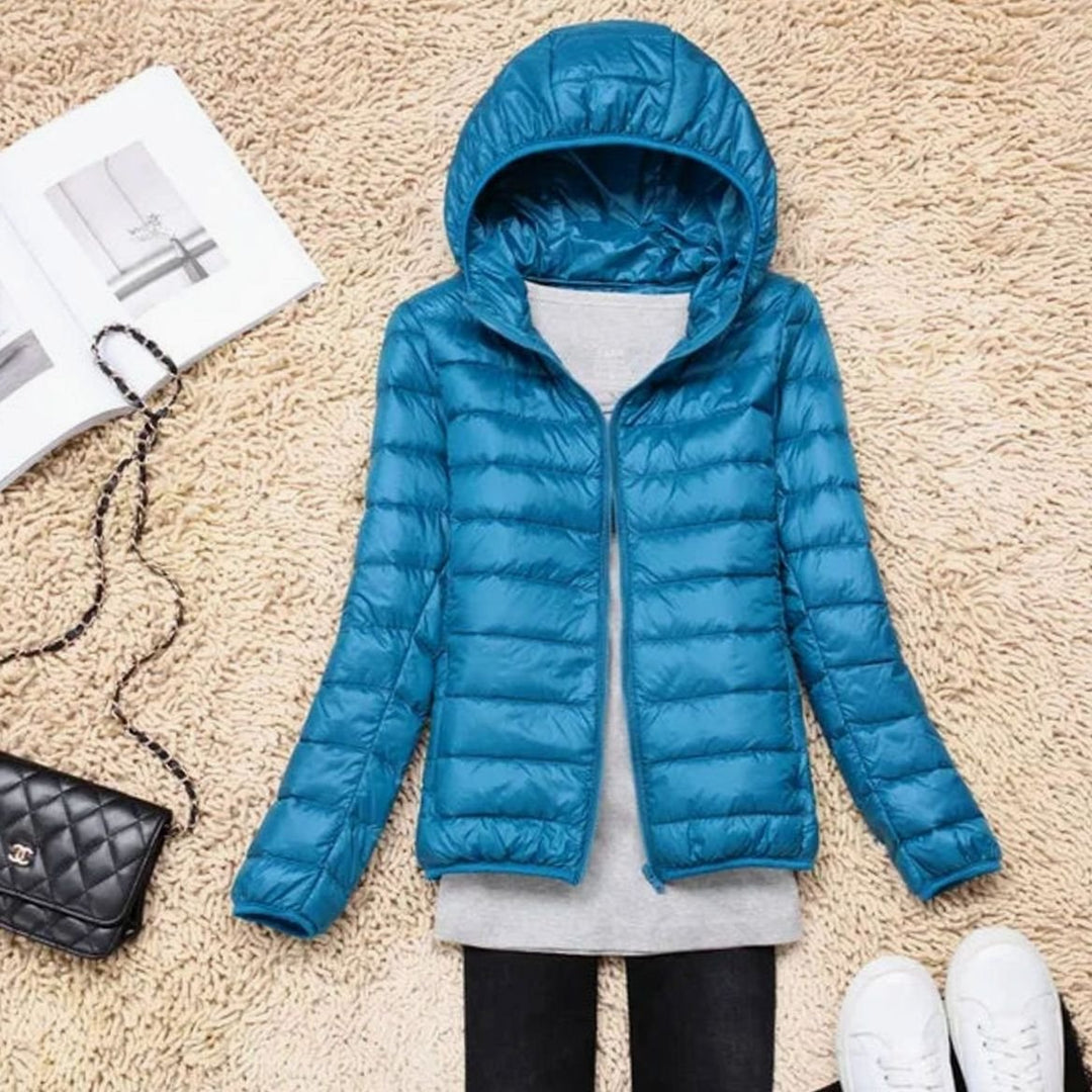 Women's Ultralight Packable Hooded Puffer Jacket - Lake Blue