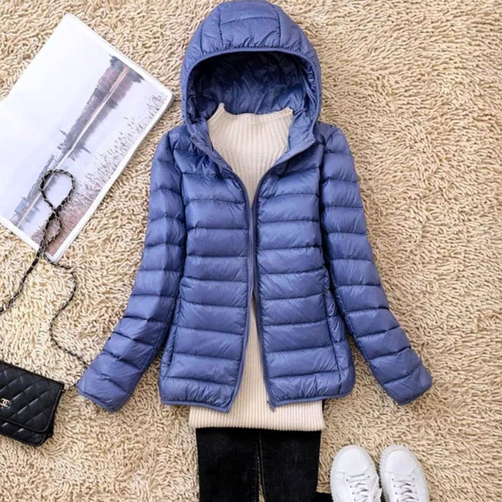 Women's Ultralight Packable Hooded Puffer Jacket - Haze Blue