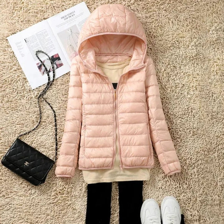 Women's Ultralight Packable Hooded Puffer Jacket - Cherry Pink