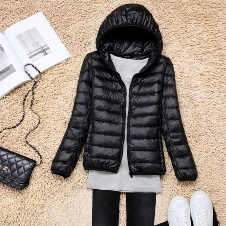 Women's Ultralight Packable Hooded Puffer Jacket - Black