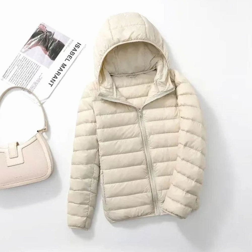 Women's Ultralight Packable Hooded Puffer Jacket - Cream