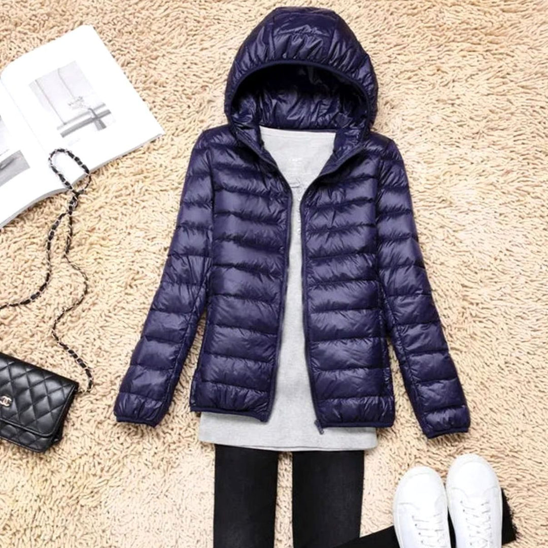 Women's Ultralight Packable Hooded Puffer Jacket - Navy Blue