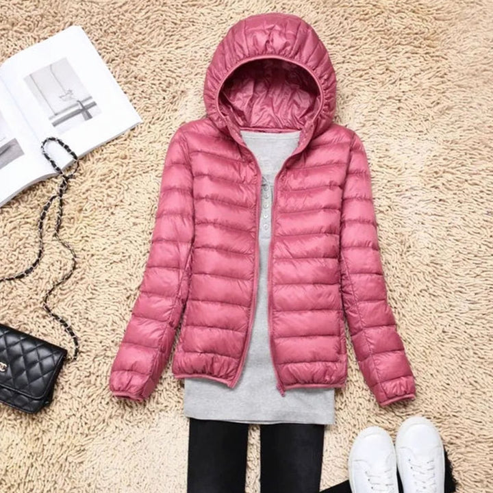 Women's Ultralight Packable Hooded Puffer Jacket - Leather Pink