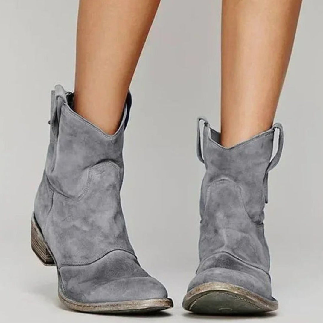Women's Vintage Western Ankle Cowboy Boots Block Heel - Grey