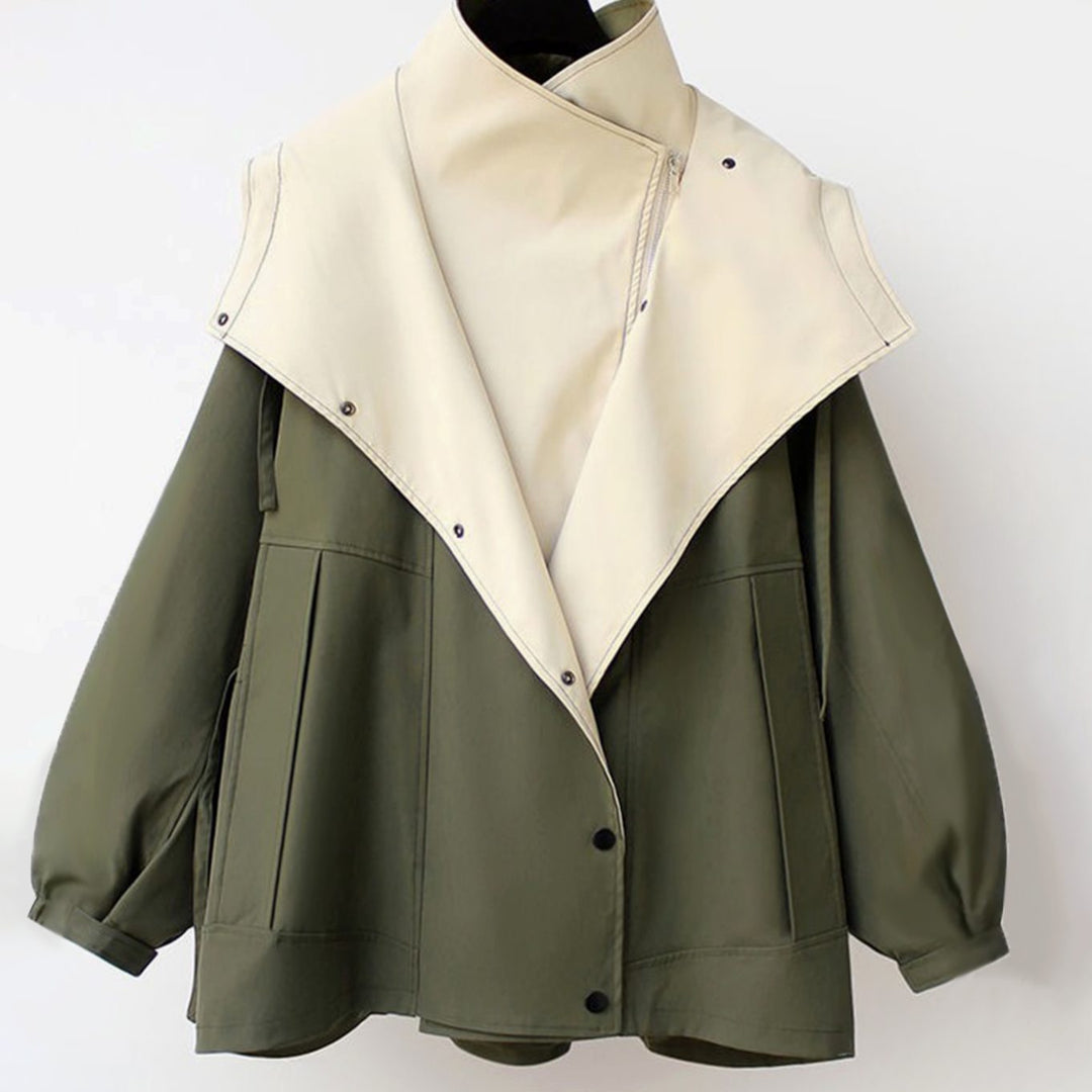 Women's Water-Repellent Hooded Zip-Up Trench Jacket