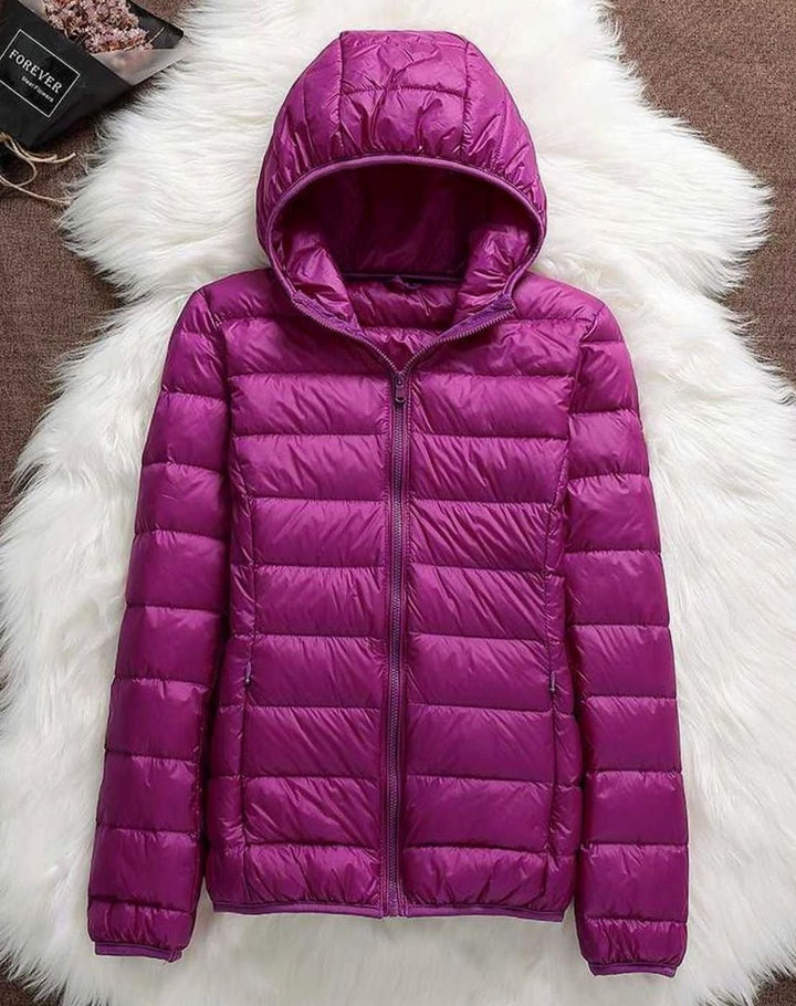 Women's Waterproof Hooded Duck Down Puffer Jacket