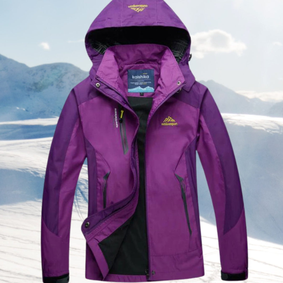 Women's Waterproof Hooded Outdoor Shell Jacket - Purple