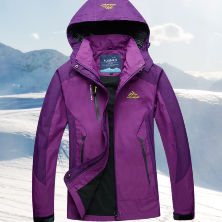 Women's Waterproof Hooded Outdoor Shell Jacket - Purple