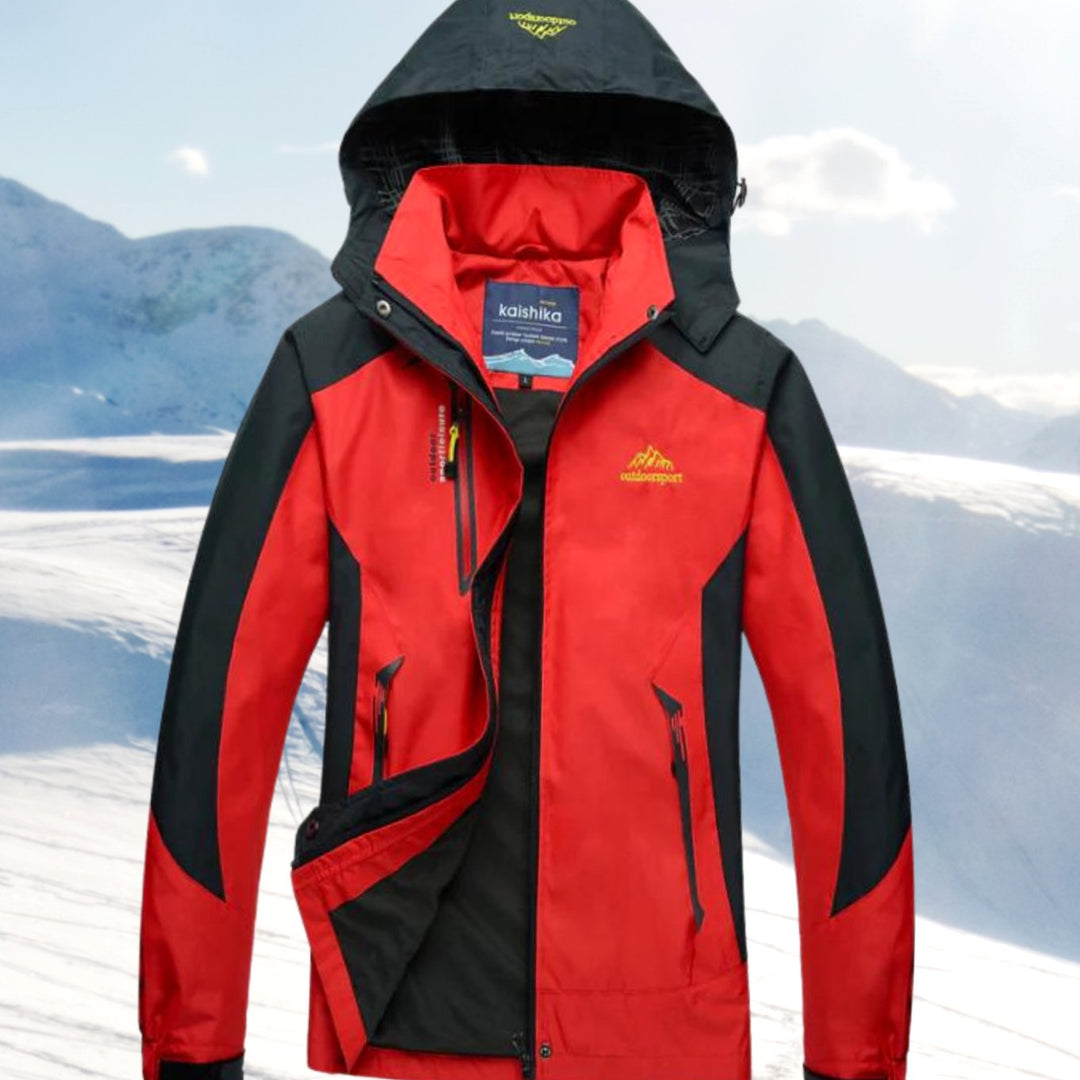 Women's Waterproof Hooded Outdoor Shell Jacket - Red