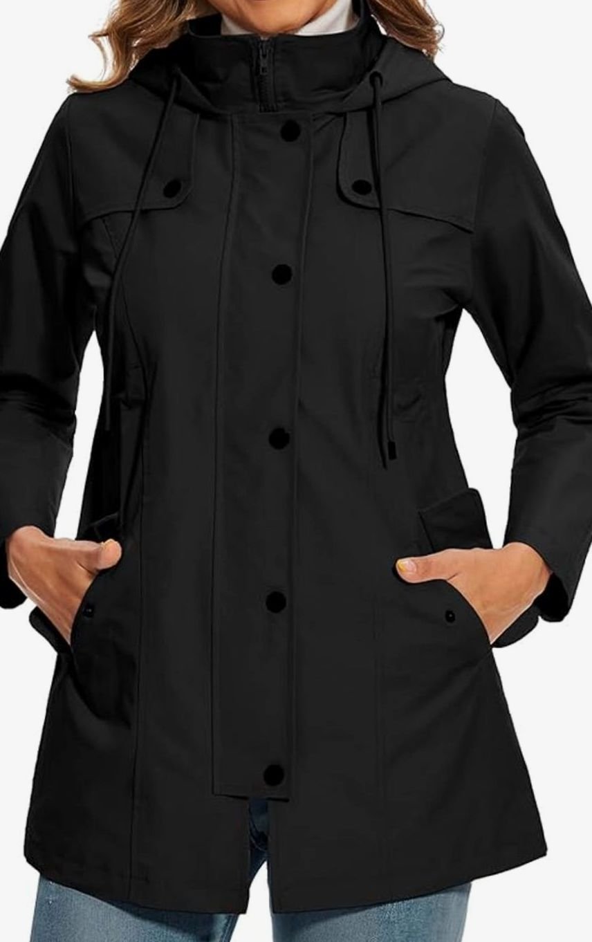 Women's Waterproof Hooded Parka Jacket Checked Lining