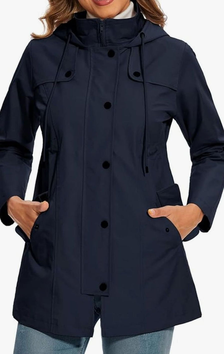 Women's Waterproof Hooded Parka Jacket Checked Lining