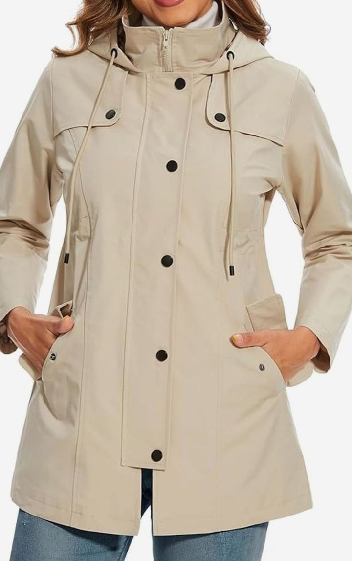 Women's Waterproof Hooded Parka Jacket Checked Lining