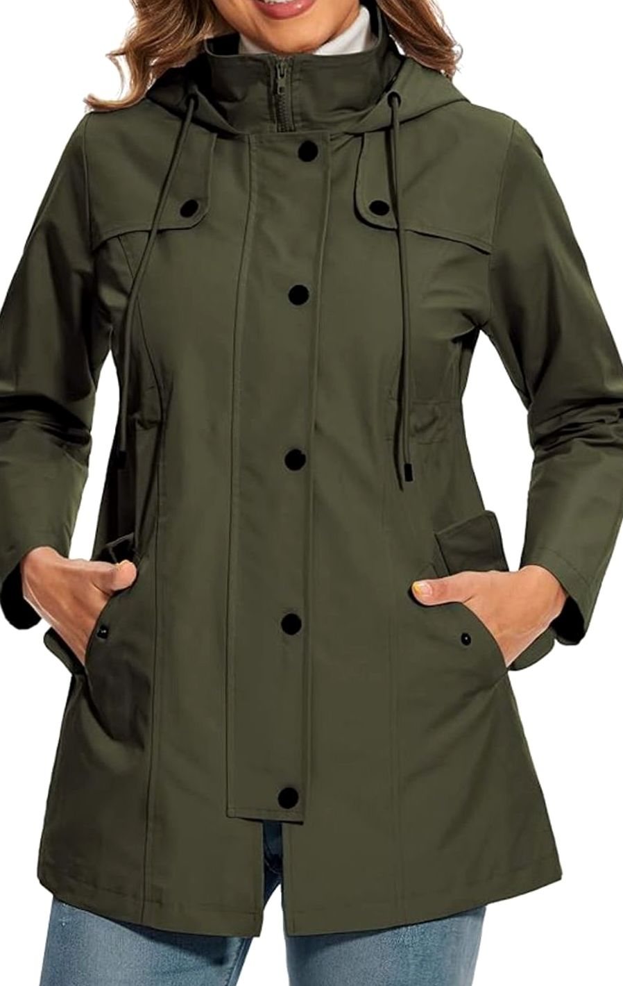 Women's Waterproof Hooded Parka Jacket Checked Lining
