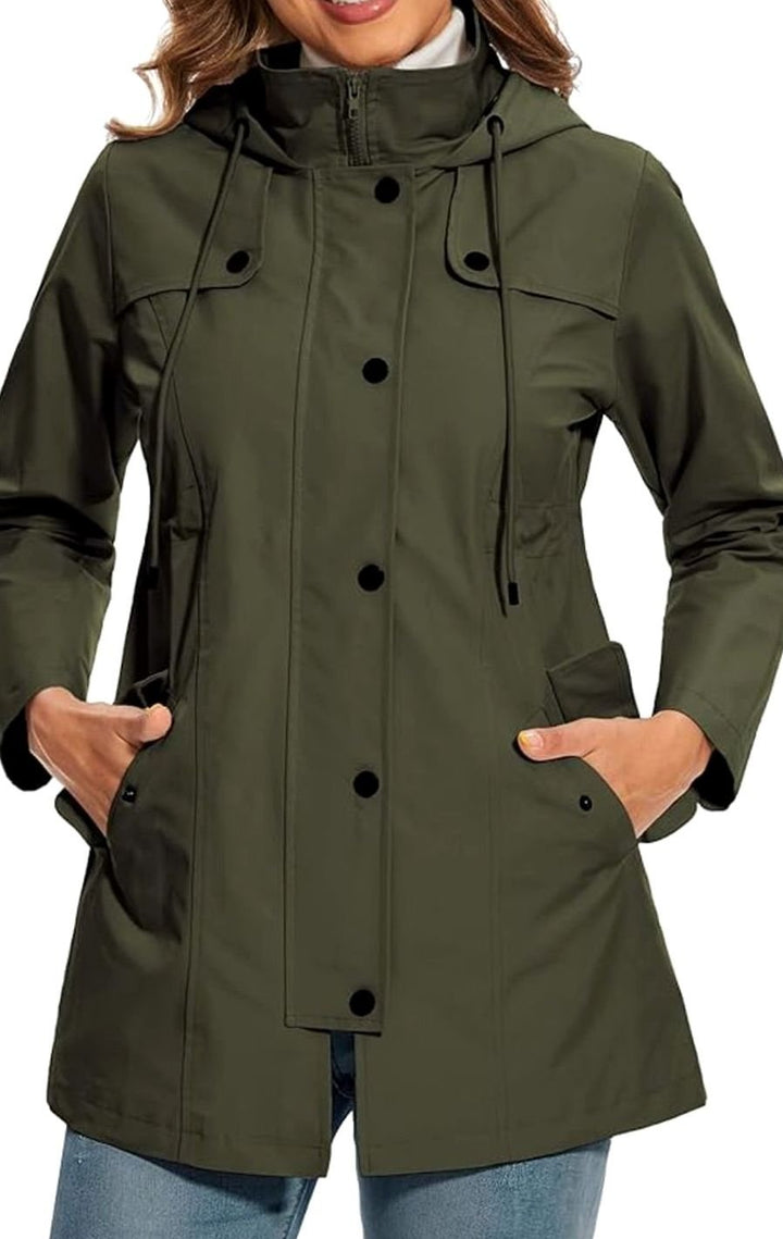 Women's Waterproof Hooded Parka Jacket Checked Lining