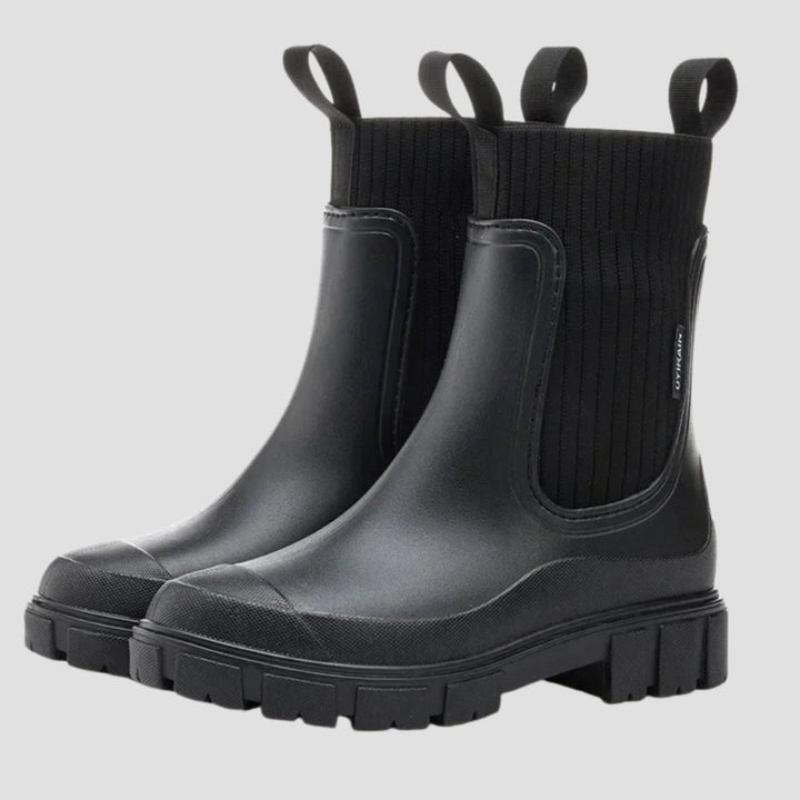 Women's Waterproof Slip-On Chelsea Ankle Boots - Black