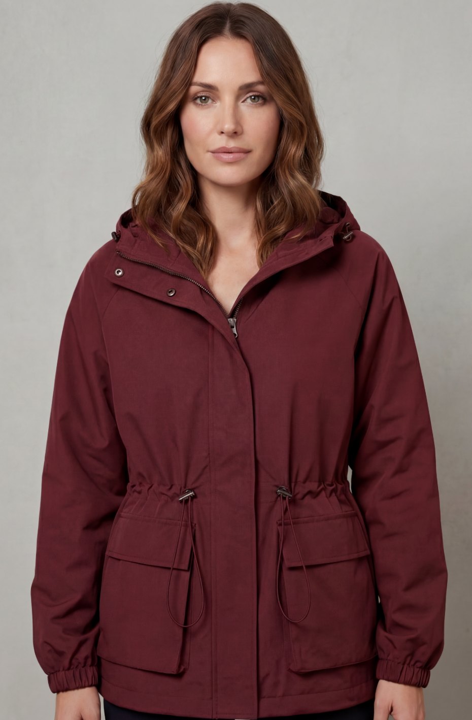 Women's Waterproof Utility Parka Drawstring Hooded Jacket