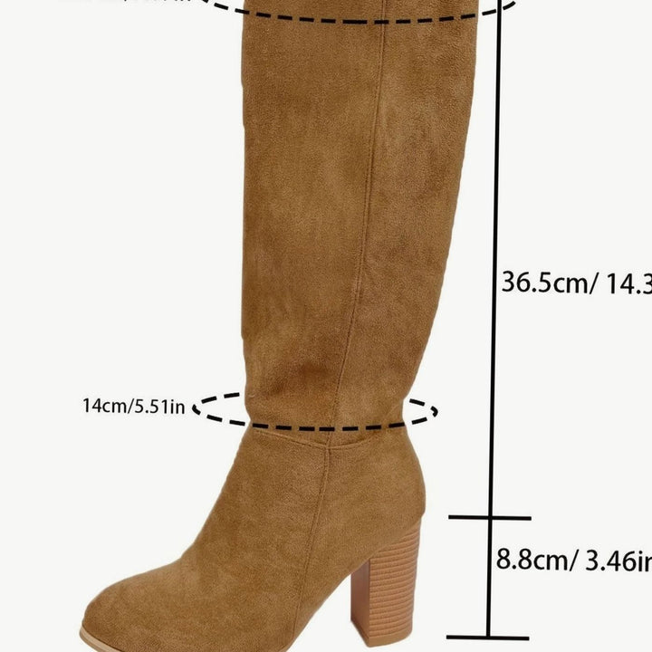 Women's Wide-Calf Knee-High Suede Block-Heel Western Boots