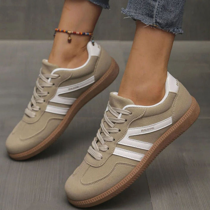 Women's Wide Toe Box Orthopedic Lace-Up Trainers - Khaki