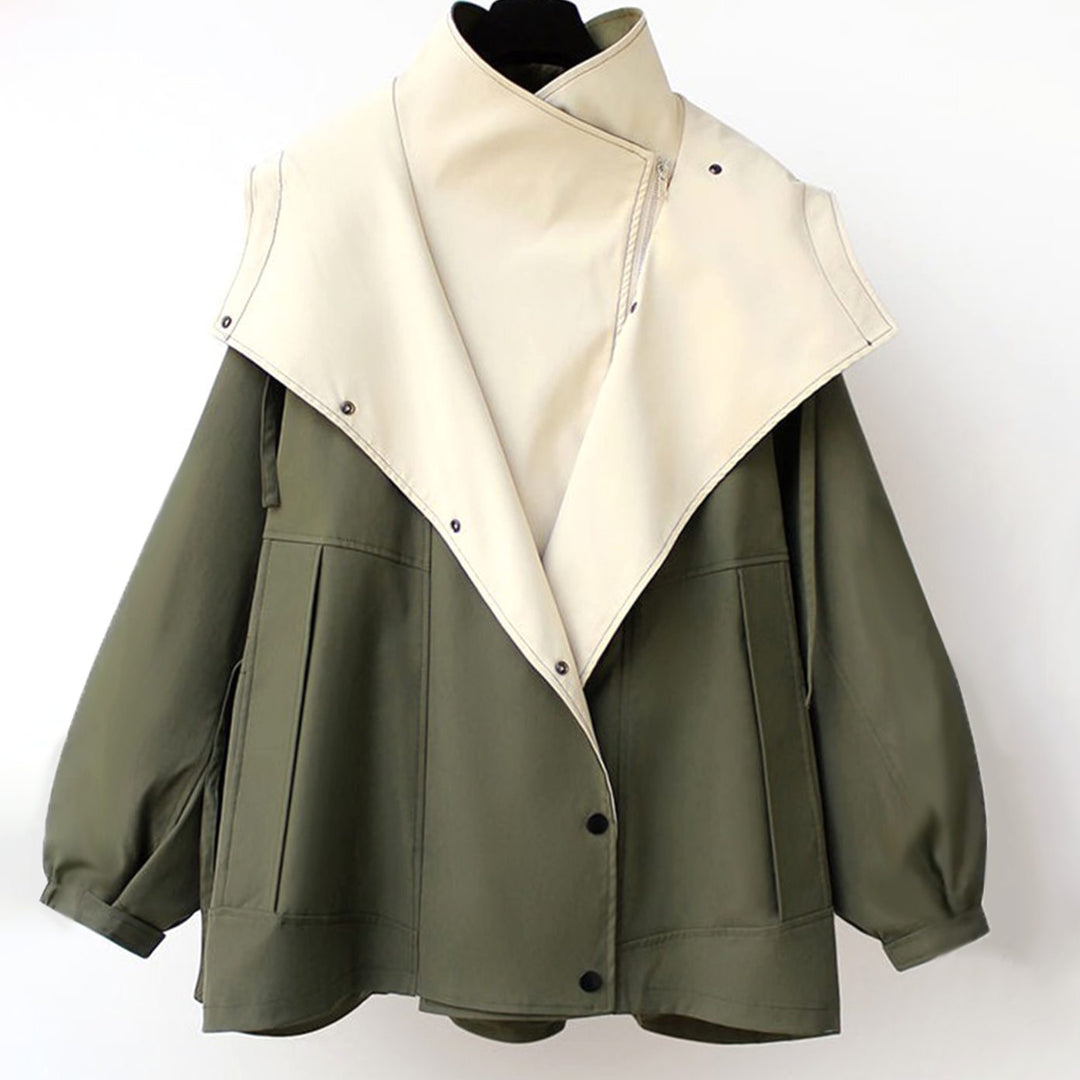 Women's Windproof Double-Layer Zip-Button Oversized Jacket