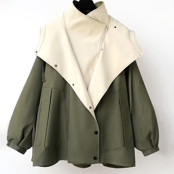 Women's Windproof Double-Layer Zip-Button Oversized Jacket